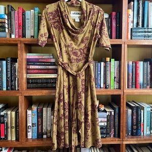 Effie’s Heart Mustard and Burgundy Floral Dress